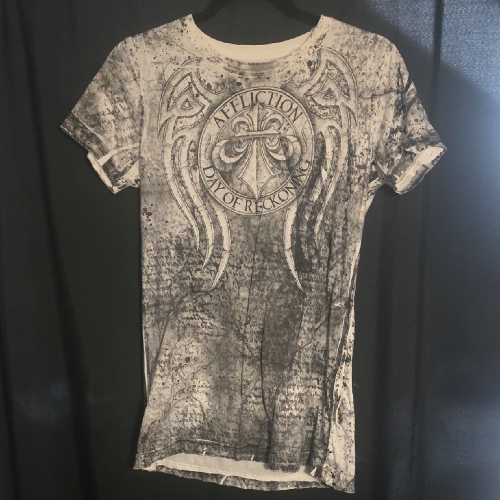 Affliction Day of Reckoning Tee in Black and Gray